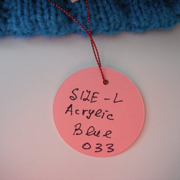 Hand Knitted Hat Toque Adult Size - L Acrylic Blue - 033 Hand knit by me - Picture 6 of 7